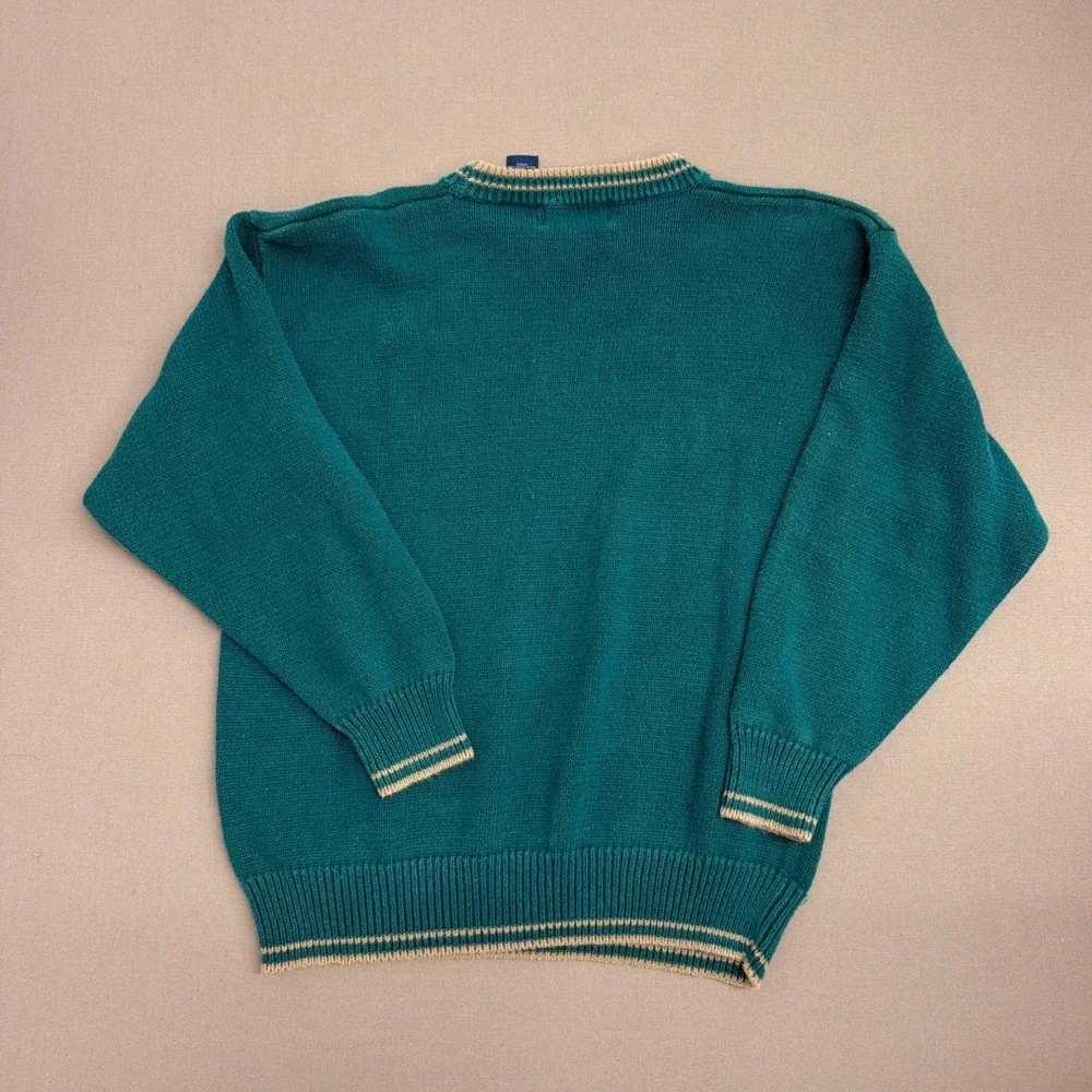 Par Four Vintage Mens Golf Hot Air Balloon Graphic Sweater Teal Green Large